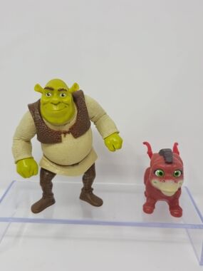 Vintage Shrek McDonalds Toys Lot Donkey Dragon 2000s DreamWorks Figures No Work